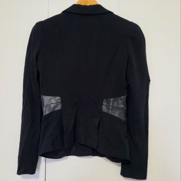 Le Chateau Fitted Black Blazer with Leather detailing - Picture 3 of 3